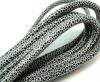 Round stitched nappa leather cord 6mm-Raza Grey +Paill.Black