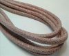 Round stitched nappa leather cord 6mm-RAZA SALMON + PAILL. TRANSP