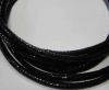 Round stitched leather cord Snake Skin black-6mm