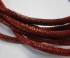 Round stitched leather cord Snake Skin red-6mm