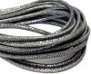 Round stitched nappa leather cord 4mm-Crack Lamina Grey