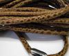 Round stitched leather cord Snake Skin brown -6mm