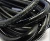 Round stitched nappa leather cord Ostrich Style - Black - 6 mm