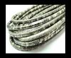 Round stitched nappa leather cord 4mm-Snake Patch Style Gold Grey