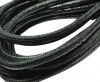 Round stitched nappa leather cord 4mm-Lizard Black Paill. Transparant