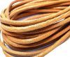 Round stitched nappa leather cord 4mm-Lizard Orange