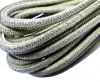 Round stitched nappa leather cord 4mm-Lizard Olive Paill. Transp