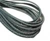 Round stitched nappa leather cord 4mm - Round Stitch RAZA DARK BLUE +PAILL. GREY