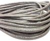 Round stitched nappa leather cord Crack Dark Silver-4mm