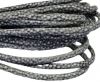 Round stitched nappa leather cord Snake-Sting ray style Grey-4mm