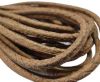 Round stitched nappa leather cord Snake-style-Beige -4mm
