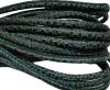 Round stitched nappa leather cord Snake-style-Black green-4mm