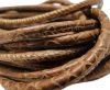 Round stitched nappa leather cord Snake-style-Brown -4mm