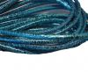 Round stitched nappa leather cord Snake-style-Metalic Turquoise-4mm