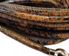 Round stitched nappa leather cord Snake-Style -Brown -4mm