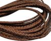 Round stitched nappa leather cord Snake style-Brown -4mm