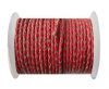 Round Braided Leather Cord SE/B/06-Red-natural edges - 8mm