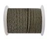 Round Braided Leather Cord SE/B/Khakhi-natural edges-4mm