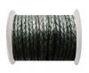 Round Braided Leather Cord SE/PB/19-Vintage Bottle Green - 4mm