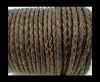 Round Braided Leather Cord SE/R/03-Brown-natural egdes-3mm