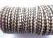 Round Braided Leather Cord SE/B/30-Dark Brown-Natural - 3mm
