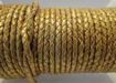 Round Braided Leather Cord SE/M/Golden - 3mm