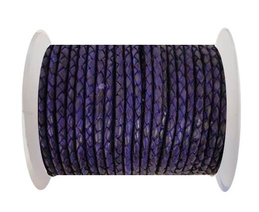 Round Braided Leather Cord SE/DB/Violet - 6mm