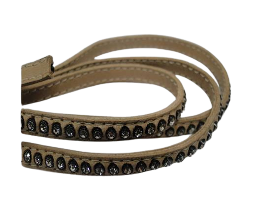 Real Nappa Flat Leather with swarovski crystals - 6mm - camel