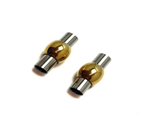 Stainless Steel Magnetic Clasp,Steel+Gold,MGST-21 4mm