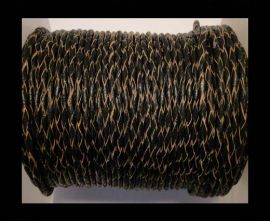 Round Braided Leather Cord SE/R/02-Black-natural edges - 3mm