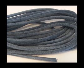 Round stitched nappa leather cord Blue Grey-6mm