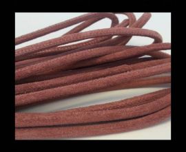 Round stitched nappa leather cord Suede Round-Coral Pink-6mm
