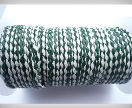 Round Braided Leather Cord SE/B/25-Green-White - 3mm