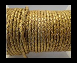 Round Braided Leather Cord SE/M/Golden - 3mm