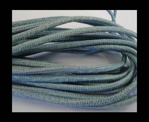 Round stitched nappa leather cord 2,5mm-lizard blue + paillettes transparent