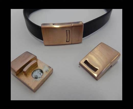 Stainless steel magnetic clasp MGST-109-14*3mm-Rose gold