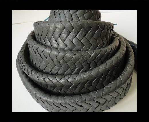Real Nappa Flat Woven Cords - Dark Grey - 25mm