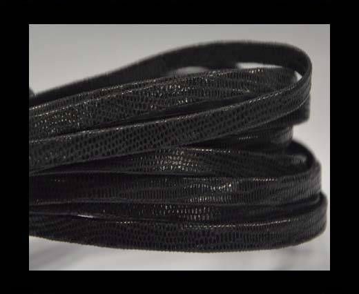 Real Nappa Flat Leather cords -Lizard-Black -5mm