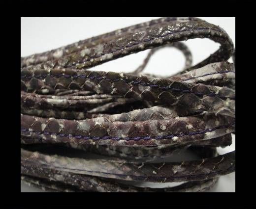 Real nappa leather stitched - 5mm - Snake Style - Purple Silver