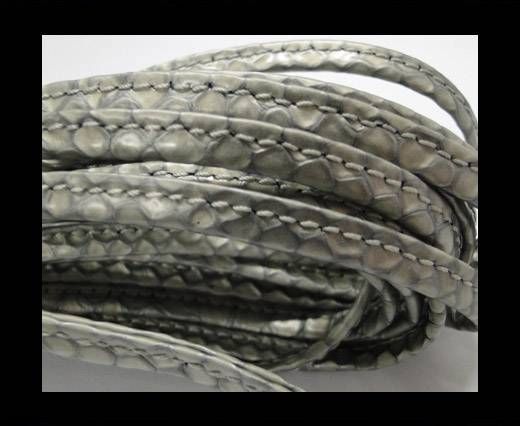 Real nappa leather stitched - 5mm - Snake Style - Silver