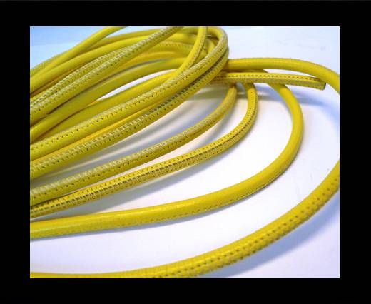 Round stitched nappa leather cord Yellow-6mm