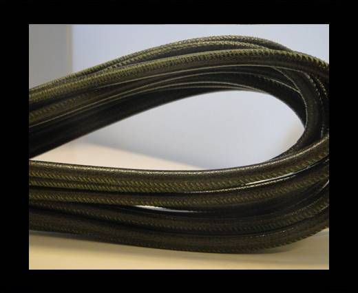 Round stitched nappa leather cord Dark Forest Green-6mm
