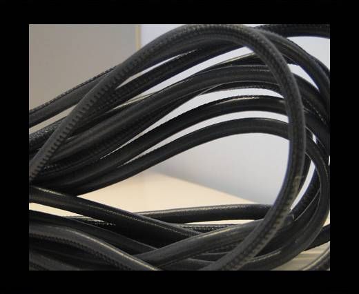 Round stitched nappa leather cord Dark Blue-6mm