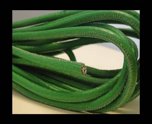 Round stitched nappa leather cord Moss green-6mm