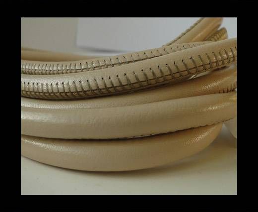 Round stitched nappa leather cord vanilla-6mm