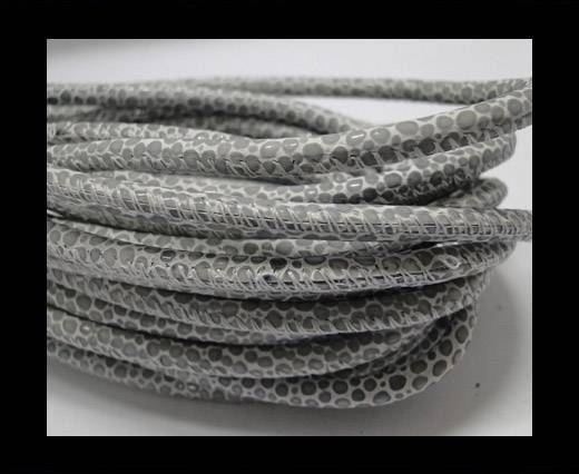 Round stitched nappa leather cord 4 mm - Breed style - Grey