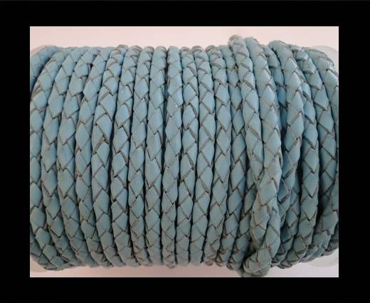 Round Braided Leather Cord SE/B/545-Baby blue - 4mm