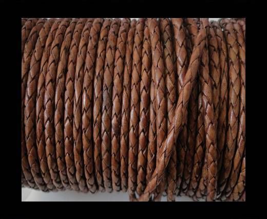 Round Braided Leather Cord SE/PB/10-Walnut - 3mm