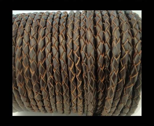 Round Braided Leather Cord SE/R/03-Brown-natural egdes-3mm
