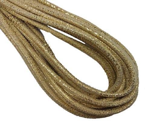 Round Stitched Nappa Leather Cord-4mm-snake style gold